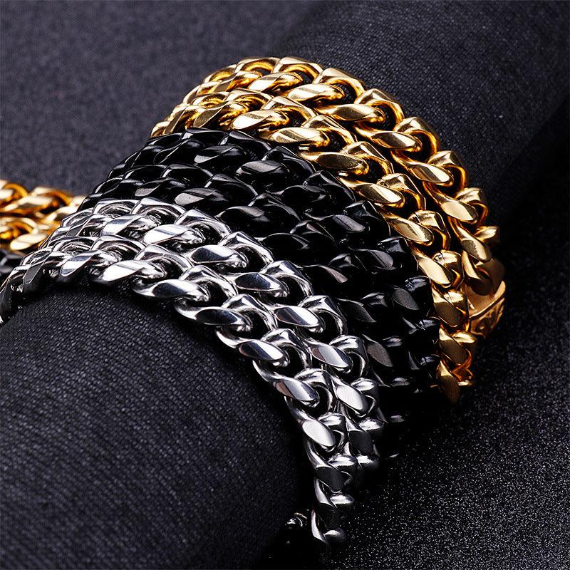 10mm Polished Miami Cuban Chain Bracelet Necklace Set with Casting Lobster Clap - kalen