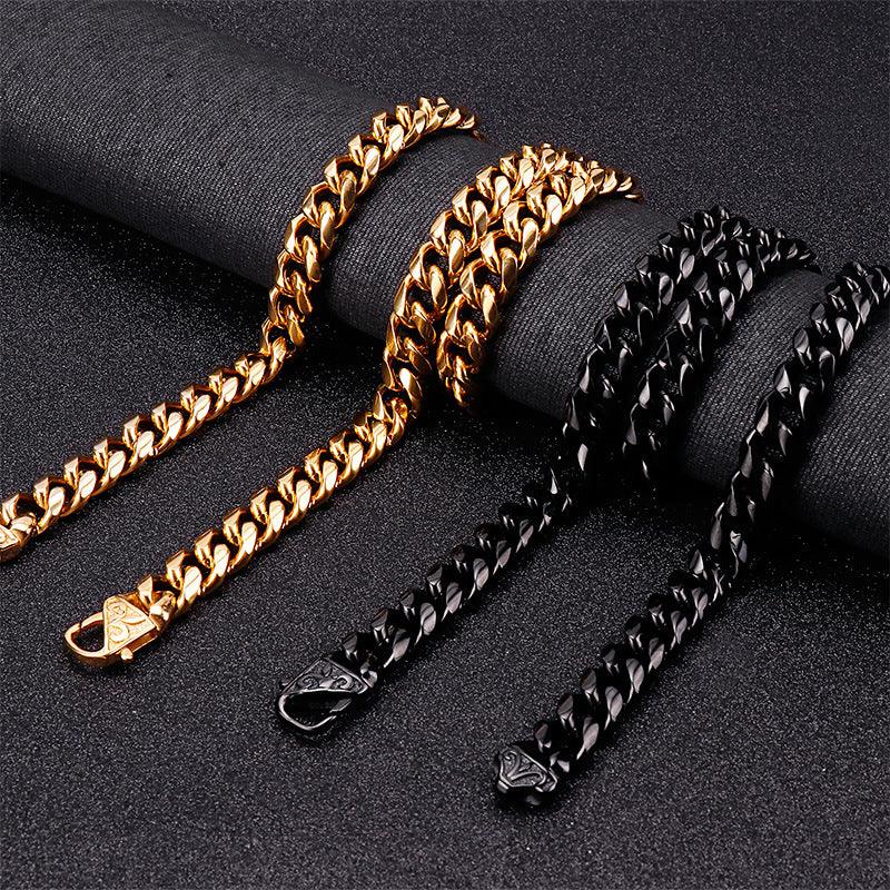 13mm Polished Miami Cuban Link Chain Bracelet Necklace With Lobster Clap - kalen