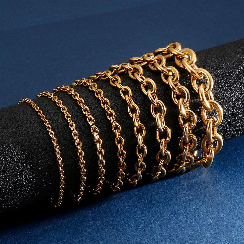2/3/3.5/4.5/6/8/9/11mm O-Chain Link Loop Chain Stainless Steel Bracelet - kalen