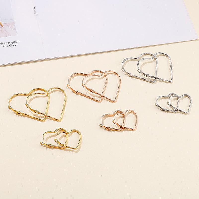 33/50mm Stainless Steel Twist Heart Hoop Earrings - kalen