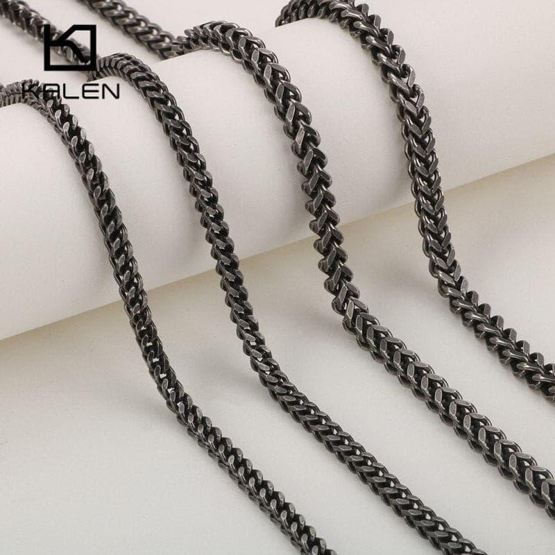 KALEN Stainless Steel 66cm 76cm Long Chain Necklace Men Punk Matte Brushed Vintage 5mm Cuban Chain Choker Necklace Jewelry.