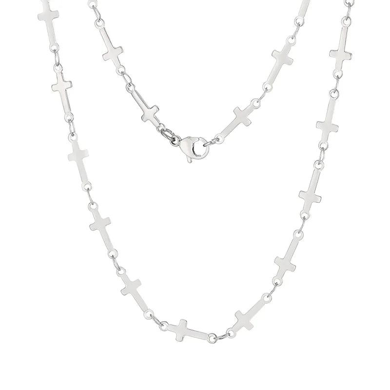 5mm Cross Link Chain Necklace for Women Stainless Steel - kalen