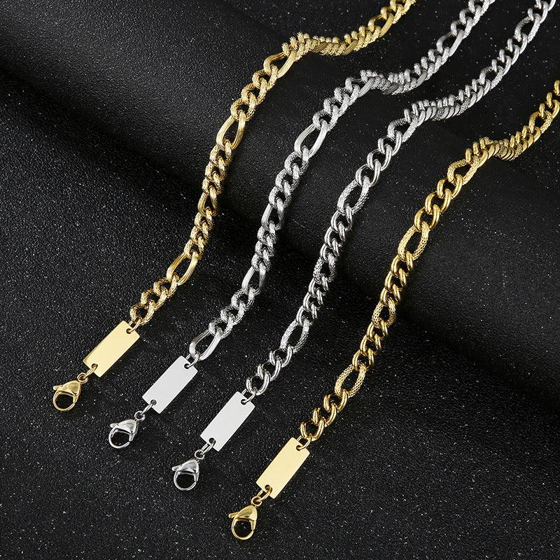 7mm Cuban Link Chain ID Fiago Bracelet Necklace With Lobster Clap - kalen
