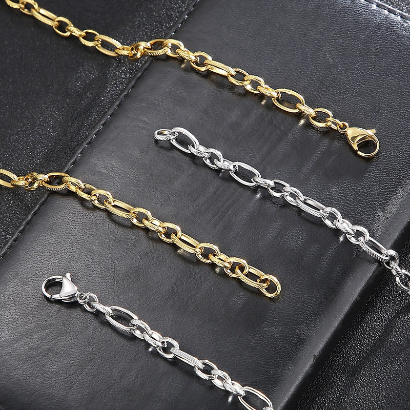Stainless Steel Patterned O-Link Chain Necklace - view 1