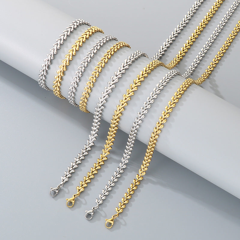 Stainless Steel Fish Tail Chain Bracelet Necklace Set - view 1