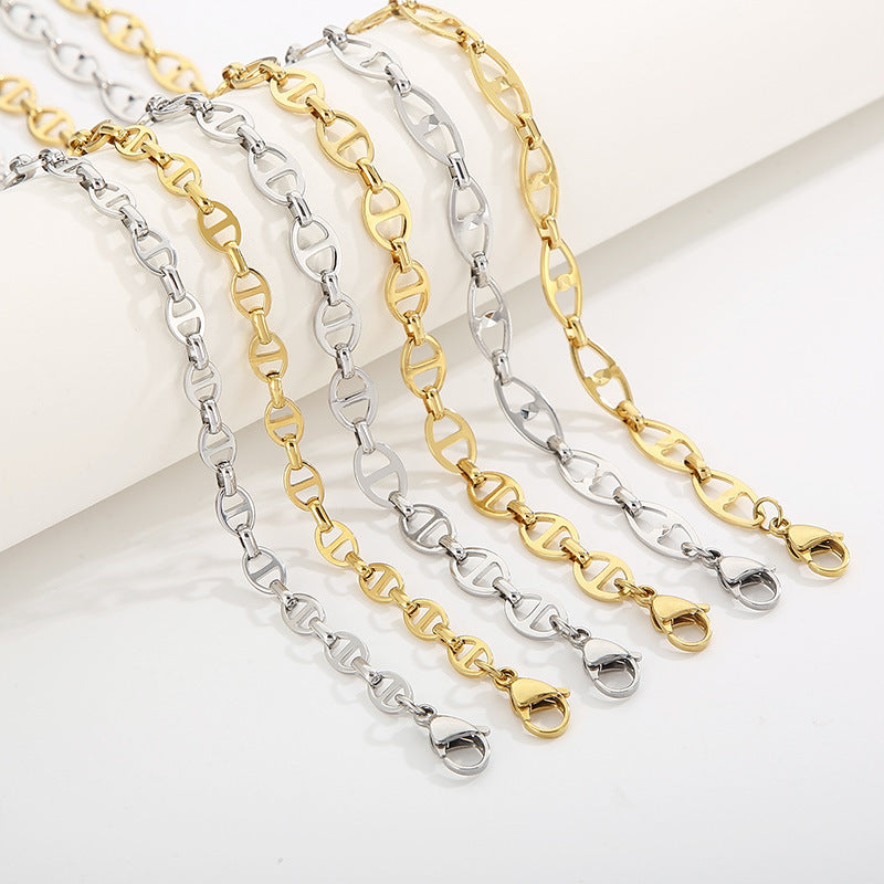 Kalen 6/7/8mm Marine Chain Stainless Steel Bracelet Necklace Jewelry Set - view 1