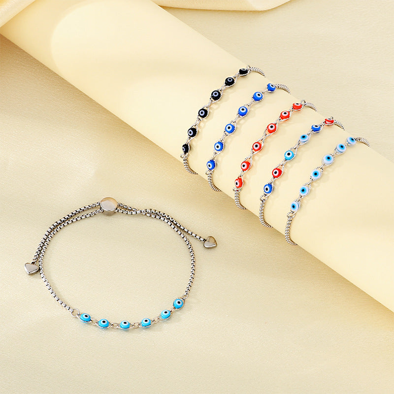 Wholesale Adjustable Evil Eye Stainless Steel Chain Bracelet - view 1