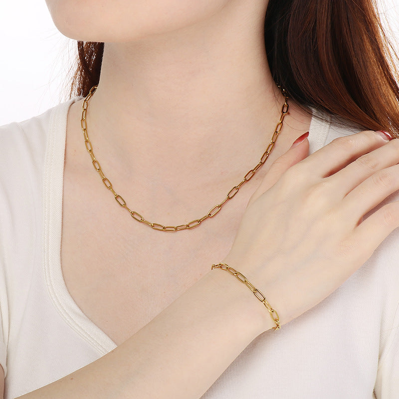 Wholesale Stainless Steel Rectangular Link Chain Bracelet - view 1