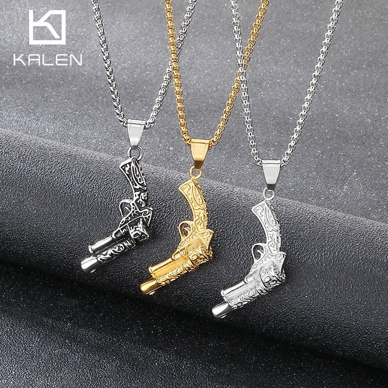 Wholesale Punk Retro Pistol Pendant Stainless Steel - view 1