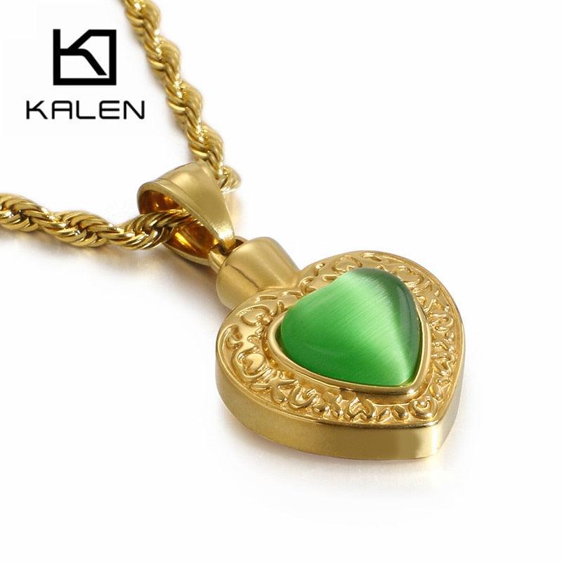 KALEN Stainless Steel Heart Pendant Necklaces For Women Colorful Rainbow Stone Chain Choker Women Jewelry Collares De Moda 2019.