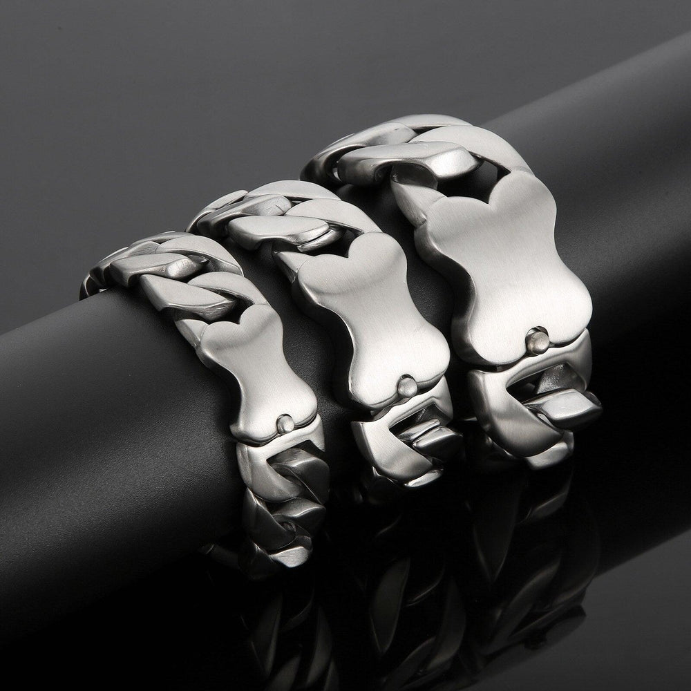 Kalen 20/24/31mm Brushed Vintage Cuban Chain Stainless Steel Men's Wide Bracelet Jewelry Heavy Link.