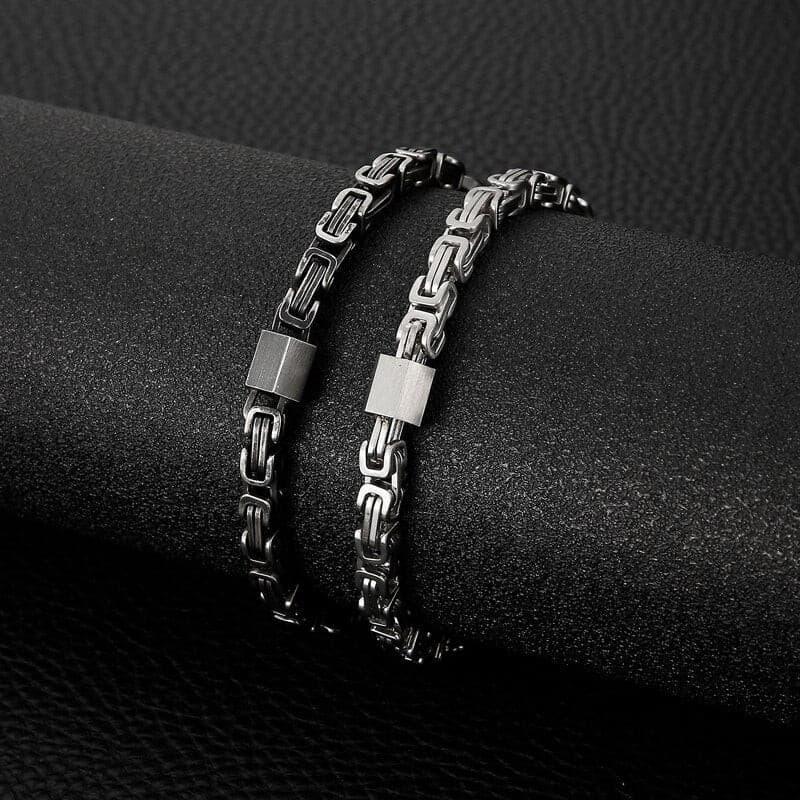 Kalen Retro Double Link Men's Stainless Steel Bracelet Bicycle Chain Jewelry Simple Accessories.