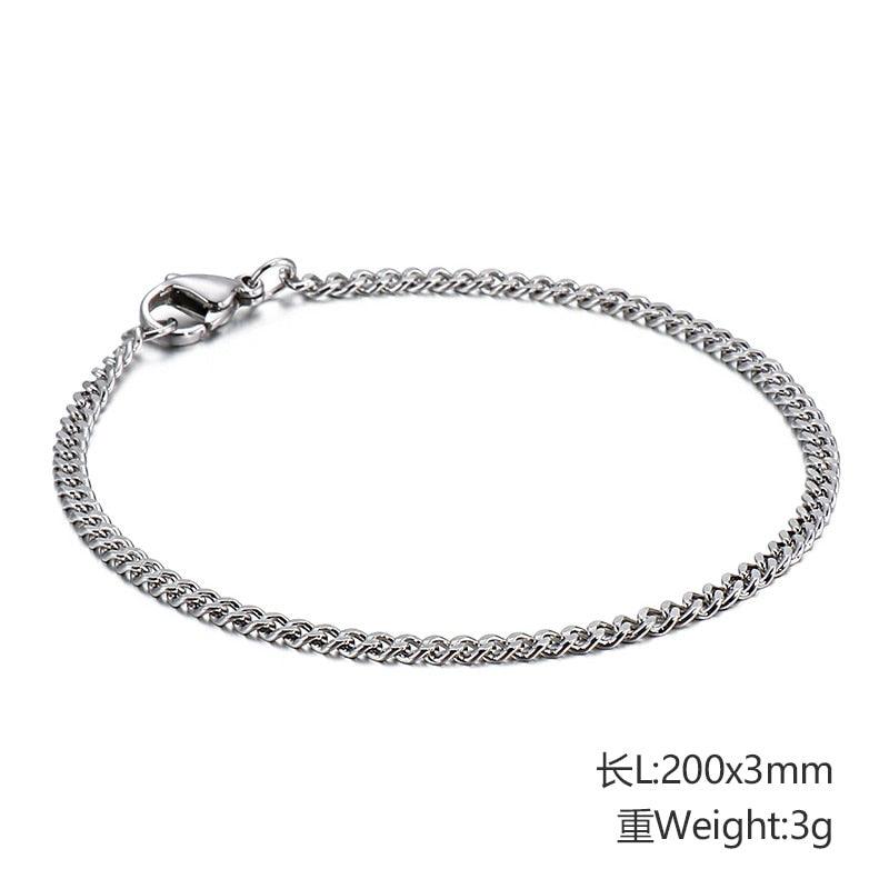 KALEN 7mm Link Chain Bracelet For Men Women Stainless Steel Linking Chain unk Jewellry.