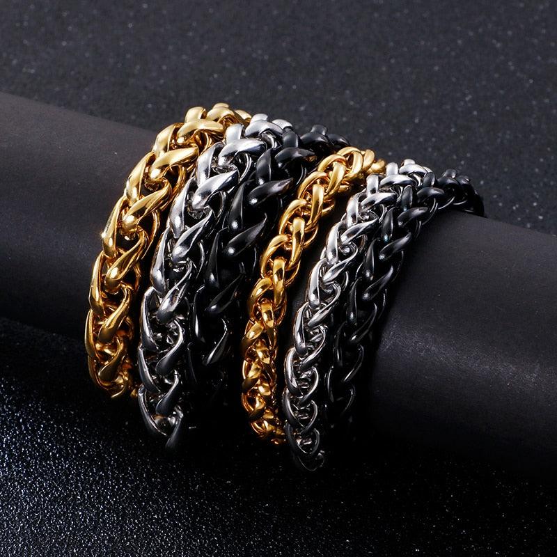 KALEN 8mm 10mm Width Chain Bracelet 16-25cm GoldBlack Link Chain Bracelets for Women Men Fashion Jewelry.