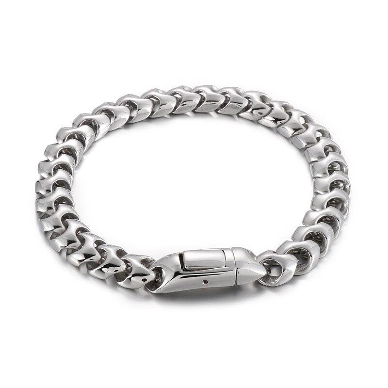 KALEN 9mm Small Polished Unique Cuban Chain Bracelet Men Women Stainless Steel 316L Shiny Jewelry.
