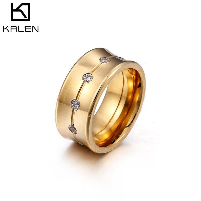KALEN Bohemia Style Bague Femme Rings For Women Gold & Color Stainless Steel Rhinestone Anillos Mujer Jewelry Wedding Rings.