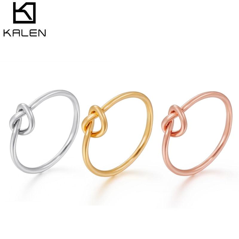 KALEN Creative Geometric Element Knot Metal Opening Rings For Woman Fashion Jewelry Simple Party Girl's Unusual Anillos.