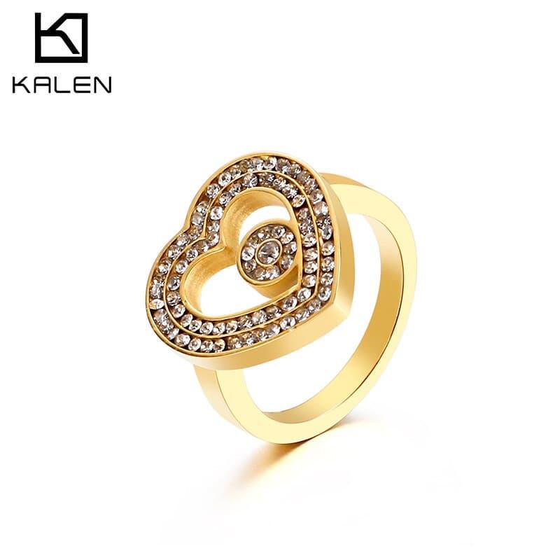 KALEN Heart-shaped Pave Setting Metal Charming Design Special New Product Stainless Steel Jewelry Gift For Female.