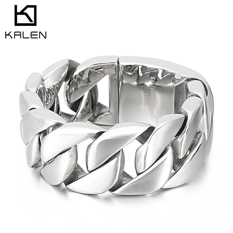 KALEN High Quality 316 Stainless Steel 30mm Cuban Bracelet Bangle Men's Heavy Chunky Link Chain Bracelet Fashion Jewelry Gifts.