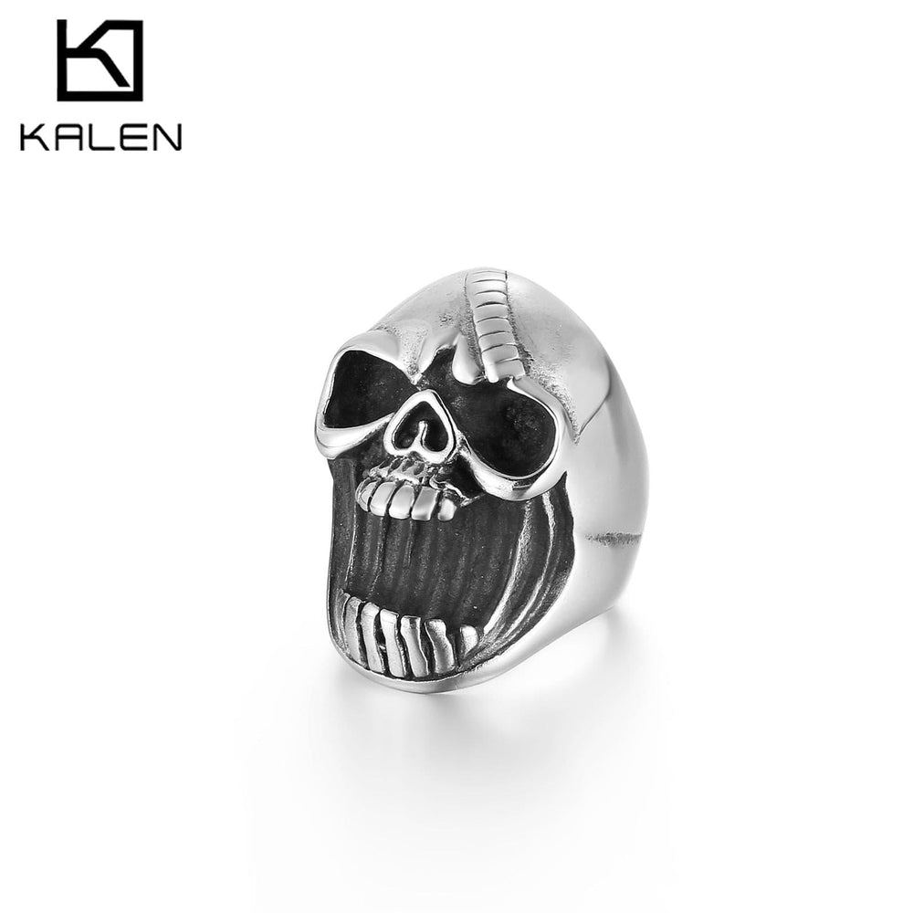 KALEN Ring for Men Stainless Steel The New Skull Rock Punk Jewelry Ring Best Gift.