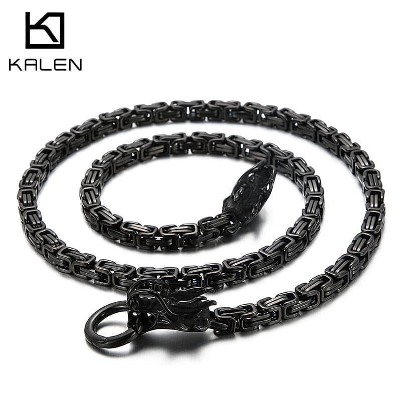 Kalen Stainless Steel Men's Hip Hop Rock Style Necklace Dragon Accessory Animal Decoration Jewelry.