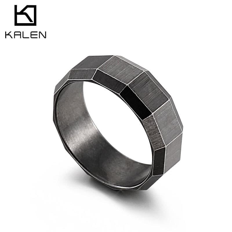 Kalen Trendy Cool Stainless Steel Four-color Men's Ring High Quality Punk Jewelry Party Gift Size8-12.