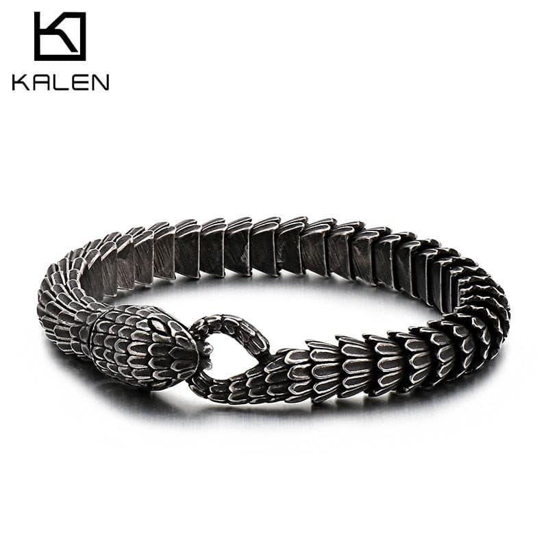 Kalen Viper Bracelet Snake Head Charm Bracelets Men Women Stainless Steel Jewellry Blessing Punk Animal Bangle.