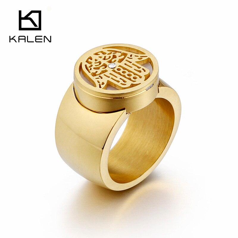 Kalen Women Fatima Rings Shell & Stainless Steel Peru Lima Gold Hamsa Hand Rings Female Fashion Jewelry Wholesale Drop Shipping.