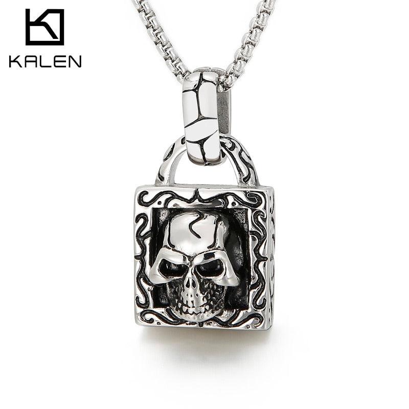 Kalen Skull Series Gothic Men's 316L Stainless Steel Men's Necklace Multi-Size Chain Jewelry 2021.