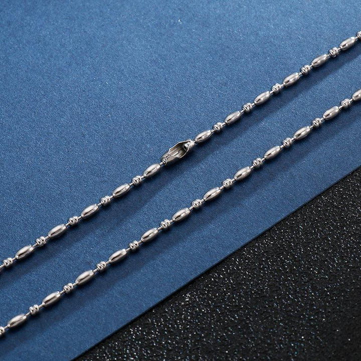 1.5/2.5/3mm Stainless Steel Bead Oval Bamboo Chain Necklacev - kalen