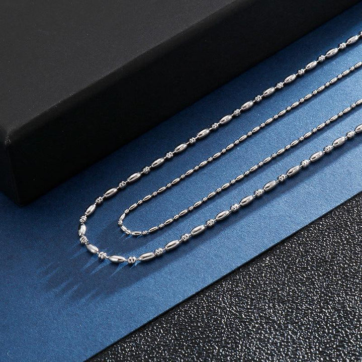 1.5/2.5/3mm Stainless Steel Bead Oval Bamboo Chain Necklacev - kalen