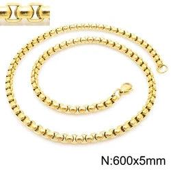 1.5/2/2.5/3/3.5/4/4.5/5/6/7mm Stainless Steel Square Box Chain Necklace PVD Gold Plated Color - kalen