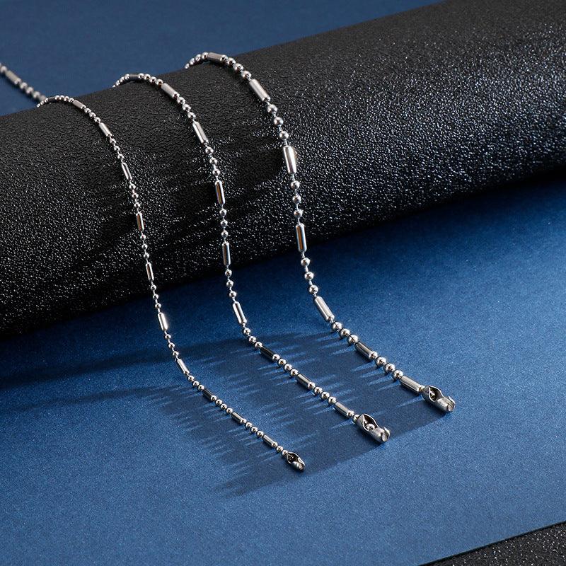 1.5/2/2.5mm Stainless Steel Bead Oval Bamboo Chain Necklace - kalen