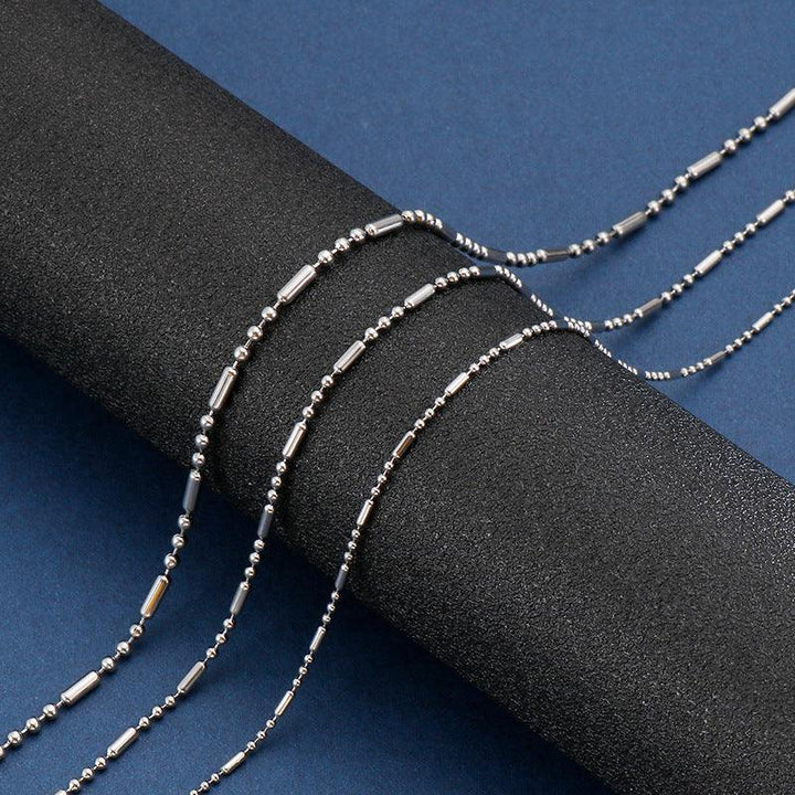 1.5/2/2.5mm Stainless Steel Bead Oval Bamboo Chain Necklace - kalen