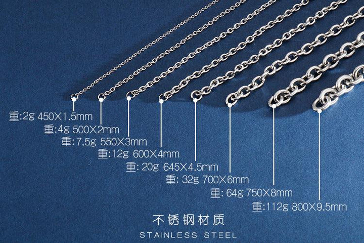 1.5/2/3/4/4.5/6/8/9.5mm O-Chain Link Loop Chain Stainless Steel Necklace - kalen