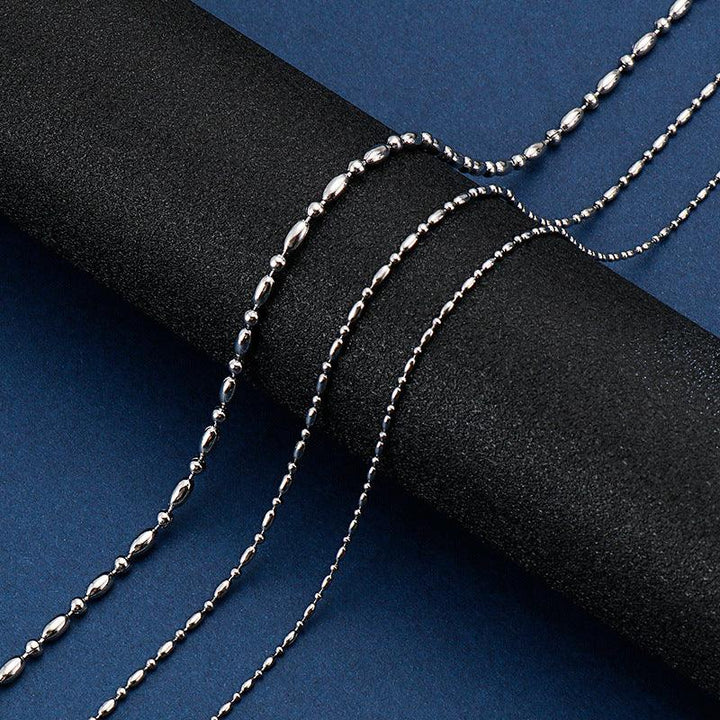 1.5/2/3mm Stainless Steel Bead Oval Chain Necklacev - kalen