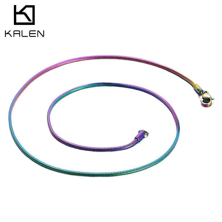 1.5mm Herringbone Rounded Flated Snake Chain Necklace Stainless Steel - kalen