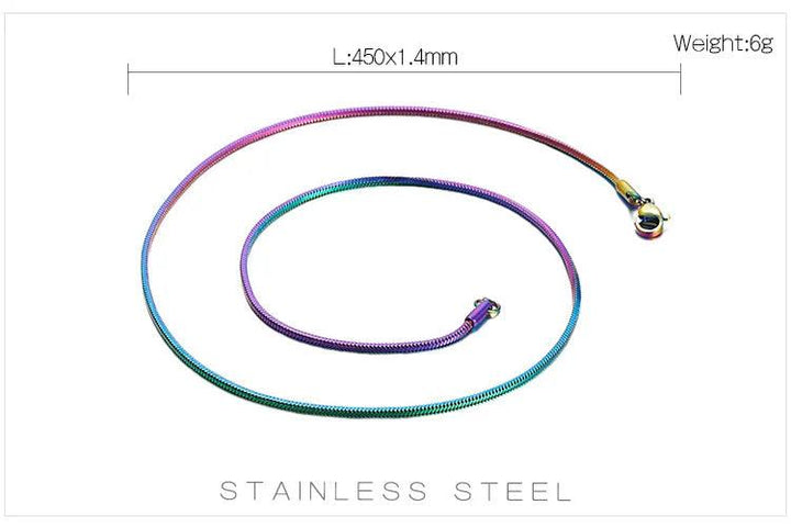 1.5mm Herringbone Rounded Flated Snake Chain Necklace Stainless Steel - kalen