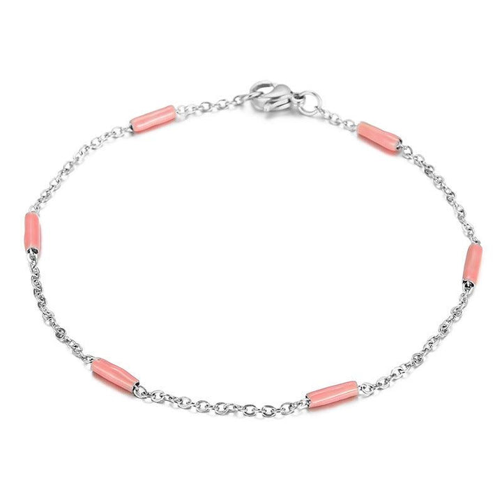 1.5mm Stainless Steel Bohemian Enamel Bead Loop Chain Bracelet - kalen