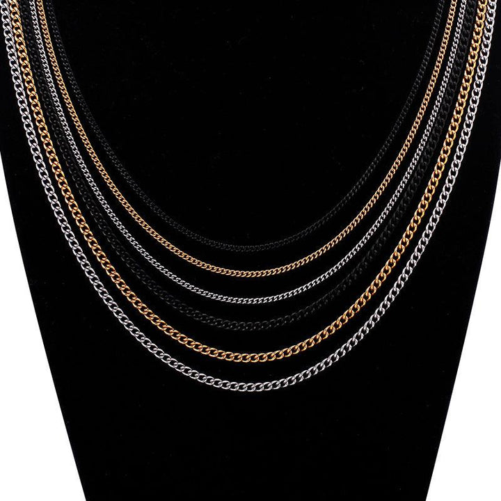 1.8/2.7mm Cuban Link Chain Necklace With Lobster Clap - kalen