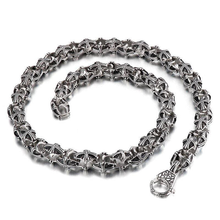 Kalen Vintage Link Chains Necklace For Mens Engraved Cuban Chain Punk Jewelry Locomotive Wind K-POP.