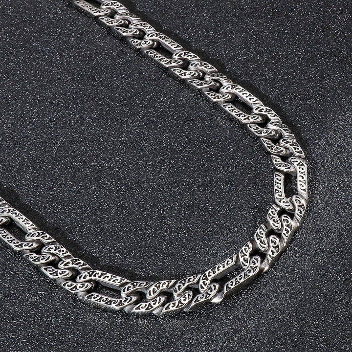 Kalen Vintage Link Chains Necklace For Mens Engraved Cuban Chain Punk Jewelry Locomotive Wind K-POP.