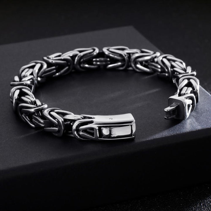 KALEN Stainless Steel 60cm Byzantine Chain Necklace &amp; Bracelet Set Men Punk Heavy Chunky Statement Choker Bangle Jewelry Sets.
