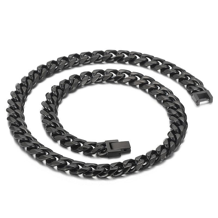 10mm Polished 6-Side Cut Curb Cuban Chain Bracelet Necklace with Buckle Clap - kalen