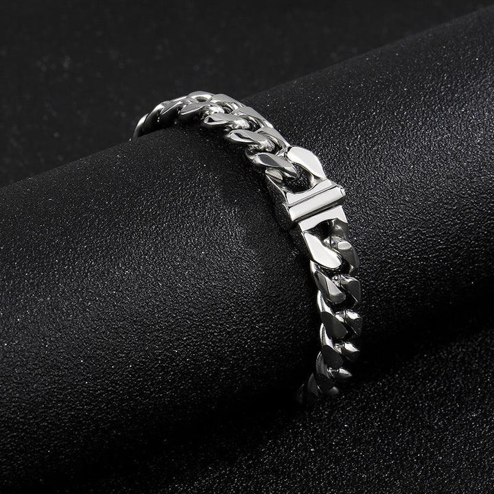 10mm Polished 6-Side Cut Curb Cuban Chain Bracelet Necklace with Button Clap - kalen