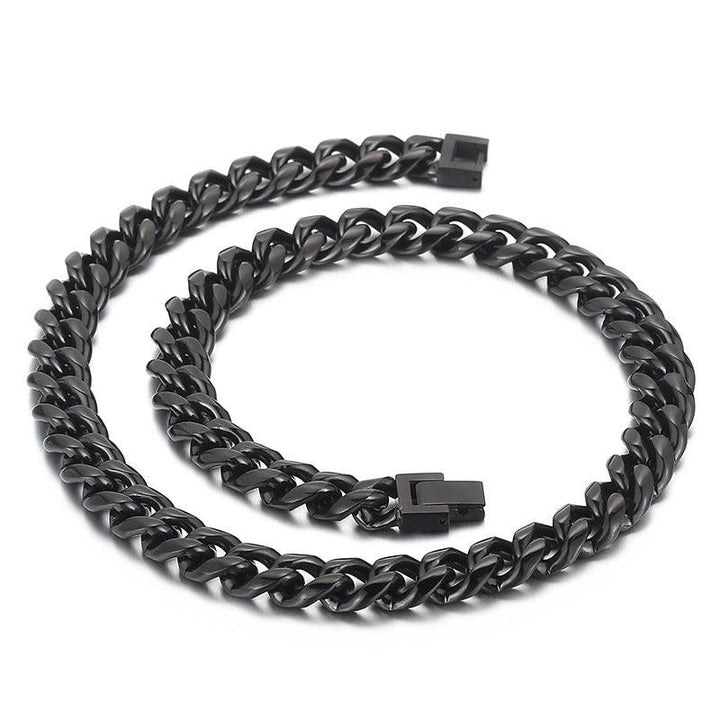 10mm Polished Miami Cuban Link Chain Bracelet Necklace Set With Buckle Clap - kalen