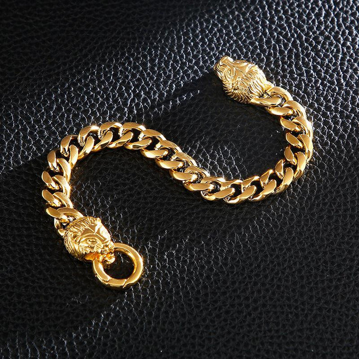 10mm Polished Miami Cuban Link Chain Bracelet With Lion Ring Clap - kalen