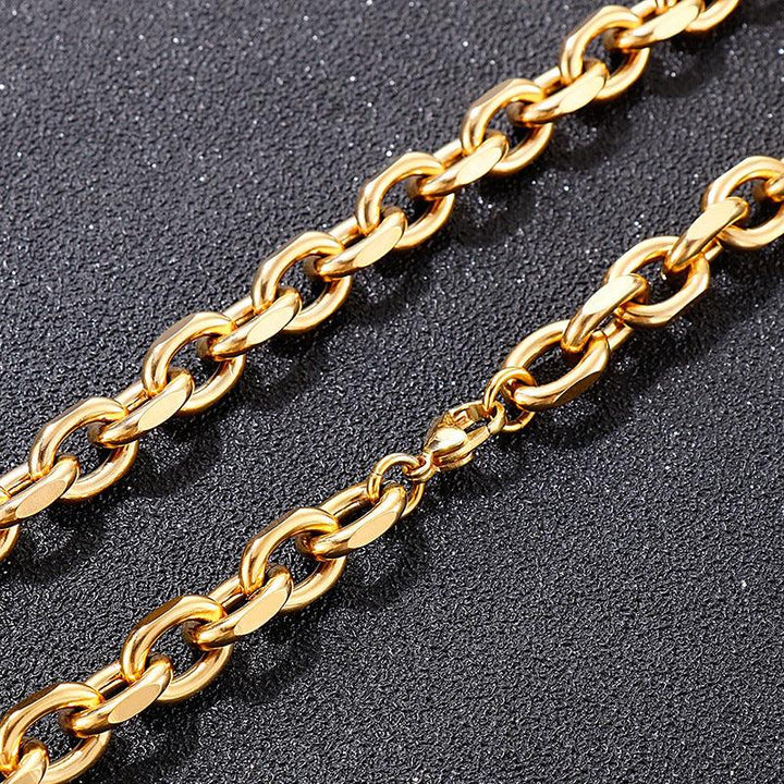 10mm PVD Plated Gold O-Chain Diamond Cutting Link Loop Chain Stainless Steel Bracelet Necklace Jewelry Set - kalen