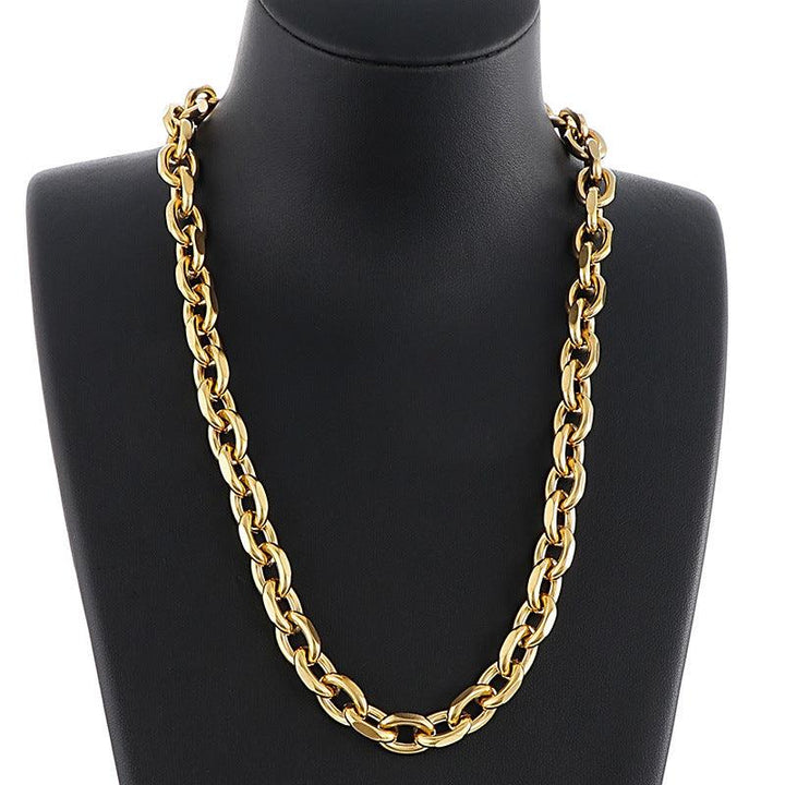 10mm PVD Plated Gold O-Chain Diamond Cutting Link Loop Chain Stainless Steel Bracelet Necklace Jewelry Set - kalen