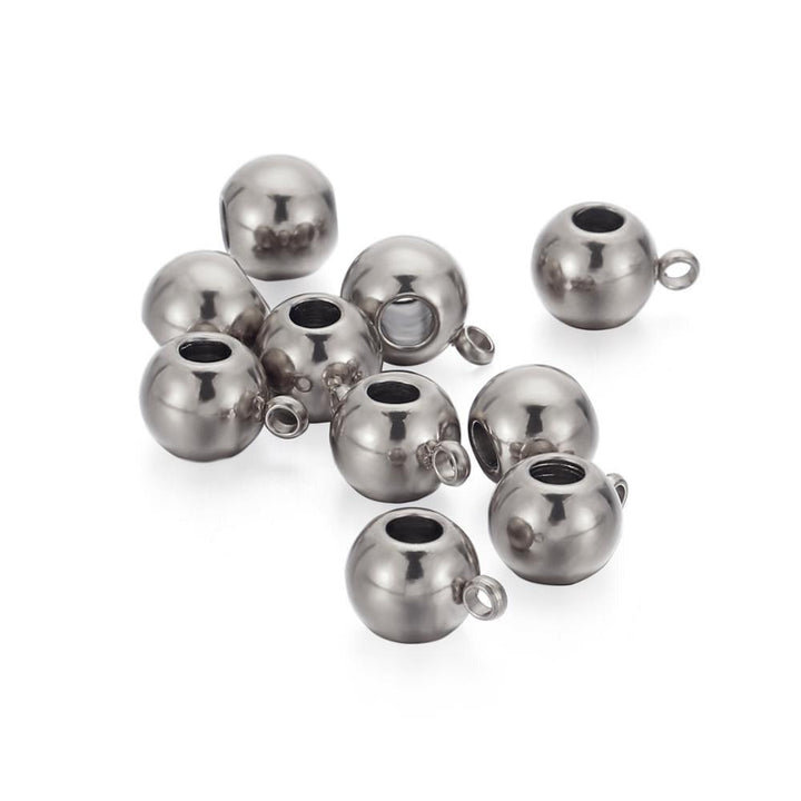 10pcs/lot 4/6/8/10mm Stainless Steel Charm Pendant Connectors Bracelet Beads DIY Necklace Bracelet Jewelry Findings.